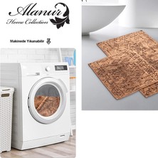 Dekoreko Alanur Home Kristal Pamuklu 2'li Banyo Paspası Eskitme Kahve