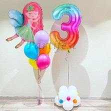 Parti Station Peri Kızı Balon Set Peri Kızı Folyo Balon Set Konsept Doğum Günü Set Yaş Balon
