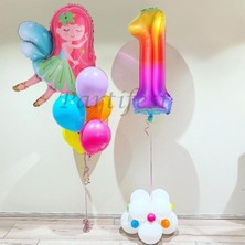 Parti Station Peri Kızı Balon Set Peri Kızı Folyo Balon Set Konsept Doğum Günü Set Yaş Balon