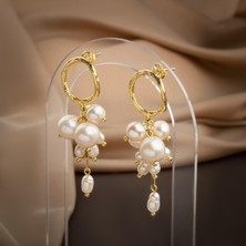 Osmanlı Doğal Taş İnci Doğal Taş Gümüş Küpe