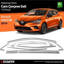 Karva Renault Clio 5 Krom Cam Çerçevesi 12 Parça 2019 ve Üzeri