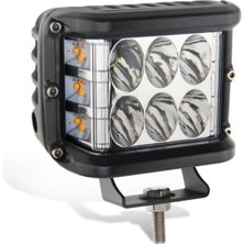 Karva Beyaz LED Sarı Çakarlı Kare Off Road Sis Farı Çalışma Lambası 12 Ledli 1ADET