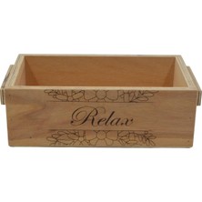 Tuns Atelier Dekoratif Ahşap Relax Yazılı Organizer Kasa 24CM x 14CM Genişlik, 8cm Yükseklik Suya Neme Dayanıklı