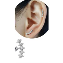 By Dilek Çetin Accessory Çelik 5 Taşlı Kıkırdak Helix Tragus Piercing (1ADET)