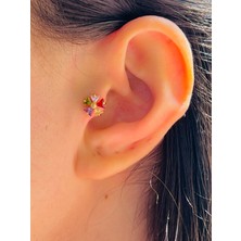 By Dilek Çetin Accessory Çelik Cerrahi Renkli Çiçek Model Kıkırdak Helix Tragus Piercing