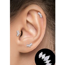 By Dilek Çetin Accessory Çelik 5 Taşlı Kıkırdak Helix Tragus Piercing (8mm)