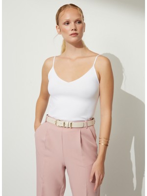 People By Fabrika U Yaka Düz Ekru Kadın Atlet South