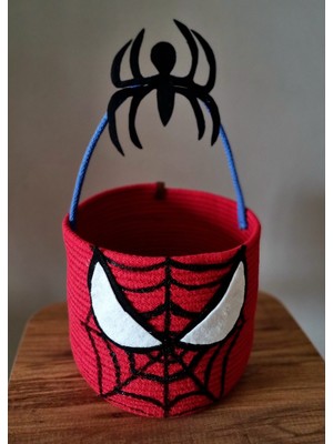 Zuviel Deco 22X20 El Yapımı Spiderman Oyuncak Sepeti, Çok Amaçlı Sepet, Düzenleyici