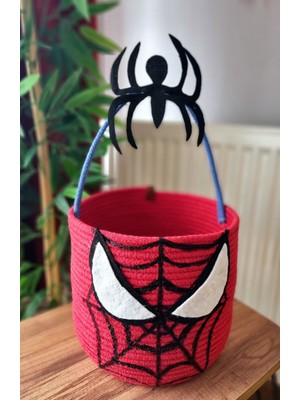 Zuviel Deco 22X20 El Yapımı Spiderman Oyuncak Sepeti, Çok Amaçlı Sepet, Düzenleyici