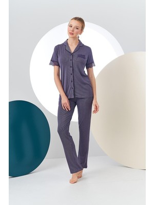 Pjs Kadın Kısa Kollu Düğmeli Pijama Takımı 24149