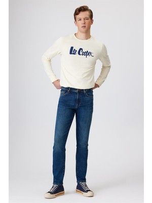Lee Cooper Jack Erkek Slım Dar Kesim Yüksek Bel Dar Paça Jean Pantolon Mavi