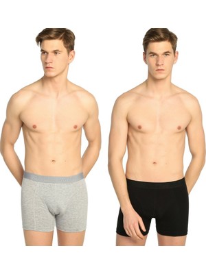 Tutku Erkek Elastan Likralı Boxer 6'lı Paket (3 Siyah - 3 Gri)