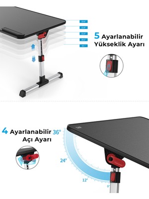 Bix Saiji A8 Çok Fonksiyonlu Ayarlı Notebook Soğutuculu Çalışma Masası Siyah