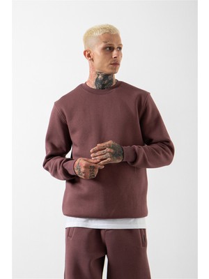 Machinist Regular Bisiklet Yaka Basic Sweatshirt Mürdüm