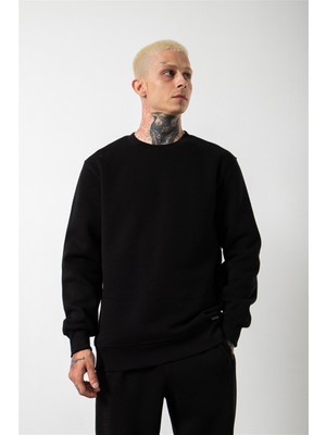 Machinist Regular Bisiklet Yaka Basic Sweatshirt Siyah