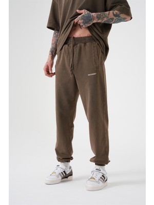 Machinist Relaxed Yıkamalı Luxury Basıc Jogger Eşofman Kahve