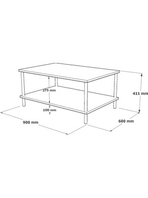 Robin Home Petra Metal Orta Sehpa Atlantik Çam