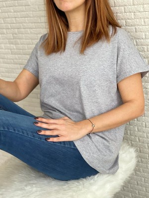 Clothinn Fashion Basic Gri T-Shirt