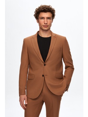 Twn Slim Fit Camel Armürlü Takım Elbise 0EF05KV01535M