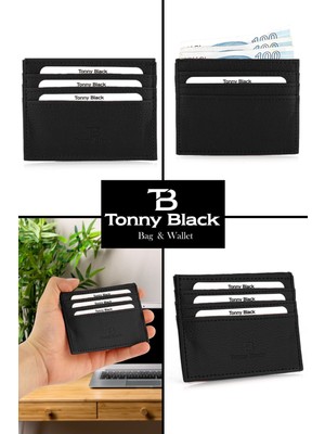 Tonny Black Orijinal Kutulu Unisex Yeni Sezon Süper Slim Deri Ince Model Kredi Kartı & Kartvizitlik Suni Deri Kartlık