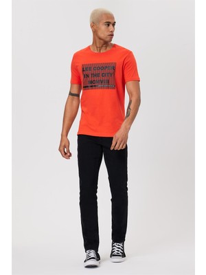 Lee Cooper Patrice Erkek %100 Pamuk O Yaka T-Shirt Mercan
