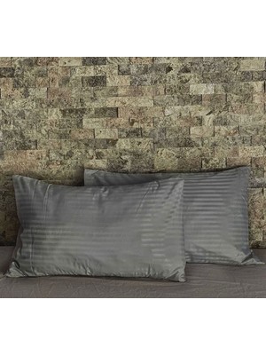 Elif Tekstil Saten Şeritli 2'li Yastık Kılıfı Seti