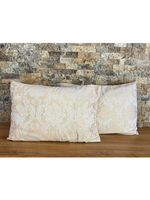 Elif Tekstil Saten Çiçekli 2'li Yastık Kılıfı Seti
