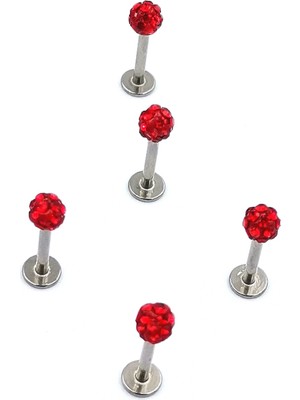 Renkli Taşlı Çelik 5 Adet Kaş Tragus Piercing