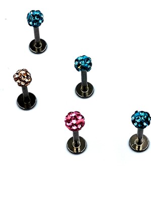 Renkli Taşlı Çelik 5 Adet Kaş Tragus Piercing