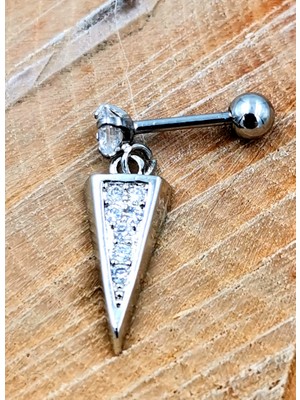Çelik Zirkon Taşlı Piercing