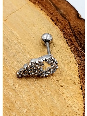 Çelik Zirkon Taşlı Piercing