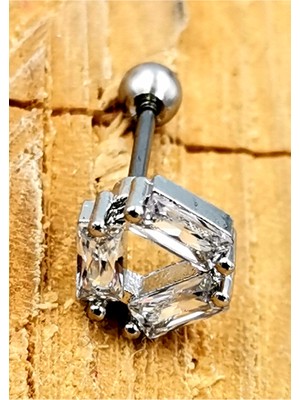 Çelik Zirkon Taşlı Piercing