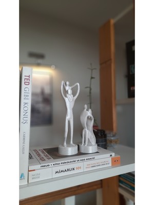 Turansoy Craft Anne Baba Çocuklar 2'li Biblo Seti-Sedefli Beyaz