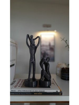 Turansoy Craft Anne Baba Çocuklar 2'li Biblo Seti-Sedefli Siyah