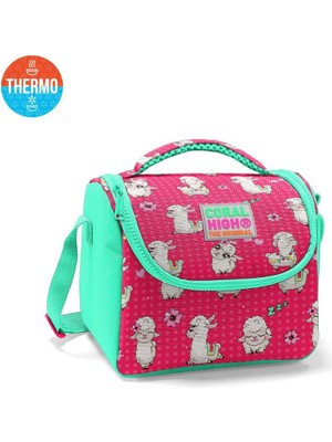 Coral High Kids Neon Mercan Su Yeşili Alpaka Desenli Thermo Beslenme Çantası 11719