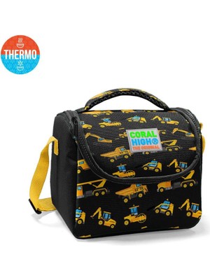 Coral High Kids Siyah Sarı Iş Makinesi Desenli Thermo Beslenme Çantası 11813