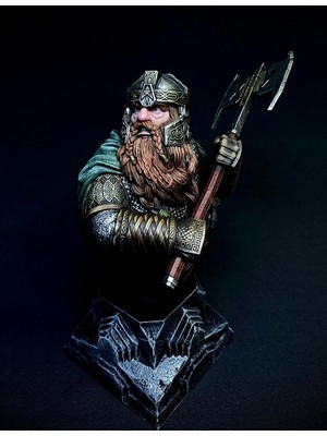 Gimli Cüce Yüzüklerin Efendisi Lotr Boyalı Büst 20 cm (Büyük Boy)
