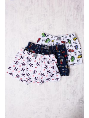 Gümüş 3'lü Karışık Desenli Boxer Erkek Çocuklar İçin  Pamuklu Yumuşak Dokulu Ürün