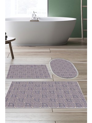 Dekoreko Kaymaz Taban Djt 3'lü Banyo Paspas Takımı Star Pamuk Karışık Modern 605M Bej