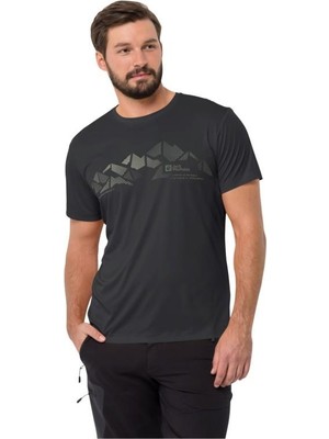 Jack Wolfskin Peak Graphic T M Erkek Siyah T-Shirt 1807183-6350