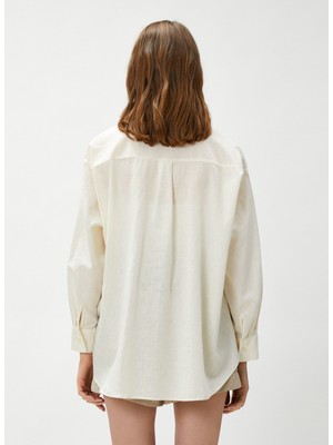 Koton Standart Gömlek Yaka Düz Kırık Beyaz Kadın Gömlek 3SAK60019PW
