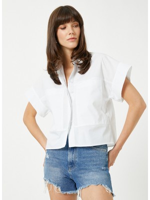 Koton Crop Poplin Gömlek Kısa Kollu Pamuklu