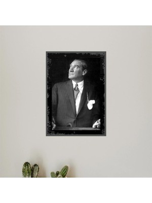 Çılgıntrend Mustafa Kemal Atatürk Ahşap Retro Vintage Poster