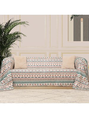 Latuda Softmicro Etnik Desenli Boho 180X220 cm  Koltuk Örtüsü Şalı, Kanepe Örtüsü, Tv Battaniyesi Turkuaz