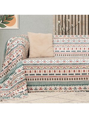 Latuda Softmicro Etnik Desenli Boho 180X220 cm  Koltuk Örtüsü Şalı, Kanepe Örtüsü, Tv Battaniyesi Turkuaz