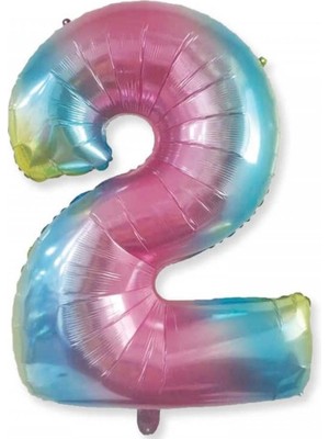 Kidspartim 2 Rakam Rengarenk Folyo Balon 40 Inç 100 cm