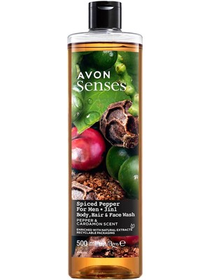 Avon Senses Spiced Pepper Karabiber Ve Kakule Kokulu Duş Jeli 500 ml Erkekler İçin Etkili Temizlik