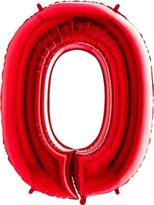 Kidspartim 0 Rakam Kırmızı Folyo Balon 40 Inç 100 cm