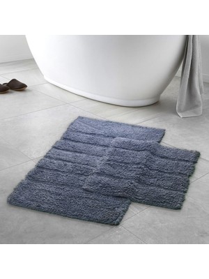 Dekoreko Milano El Tufting & Pamuklu 2'li Banyo Paspası Gümüş