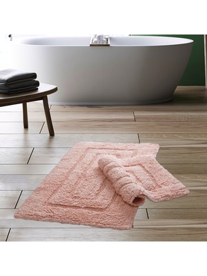 Dekoreko Alanur Home Royal El Tufting & Pamuklu 2'li Banyo Paspası Pudra